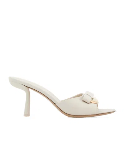 Ferragamo Drop Bow Decorative High-heeled Sandals In Cream