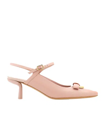 Ferragamo Drop Bow 55mm Pumps In Nude