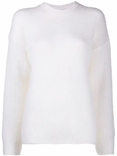 Ferragamo Drop-shoulder Knitted Sweater In Neutral