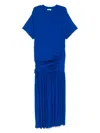 Ferragamo Asymmetric Jersey Midi Dress In Blue