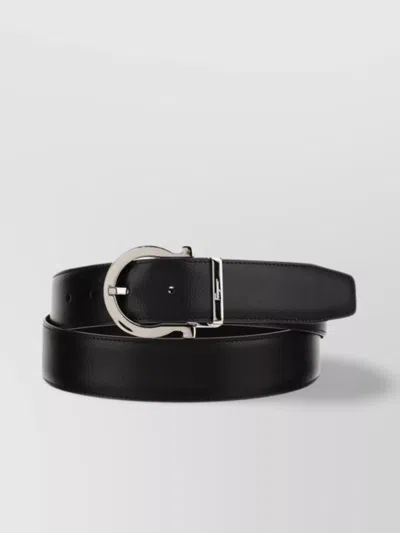 Ferragamo Dual Adjustable Leather Belt In Black