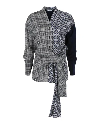 Ferragamo Dual Printed Shirt In Blue