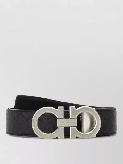Ferragamo Dual Strap Belt Adjustable Length Metal Hardware In Black