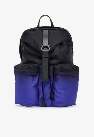 Ferragamo Dual Tone Backpack In Black