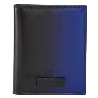 Ferragamo Dual Tone Effect Calfskin Credit Card Holder In Blue