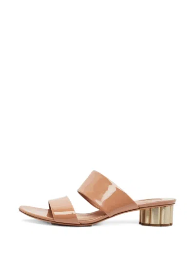 Pre-owned Ferragamo Dual-strap Flower-heel Sandals In Brown