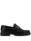 Ferragamo Elegant Douglas Loafers With Iconic Embellishment In Black