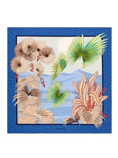 Ferragamo Dune Print Silk Scarf In Sand