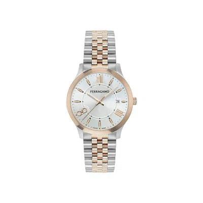 Pre-owned Ferragamo Duo Bracelet Watch 'two Tone' | Silver | Men's Size Onesize
