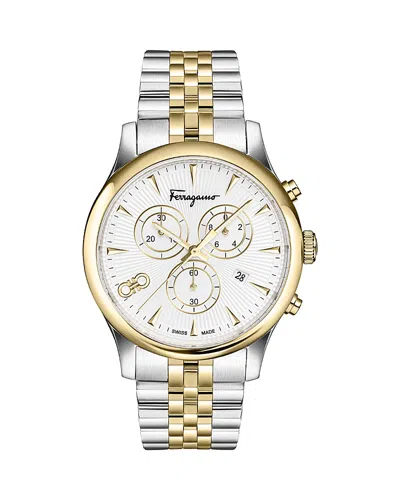 Ferragamo Duo Chronograph, 42mm In White/two Tone