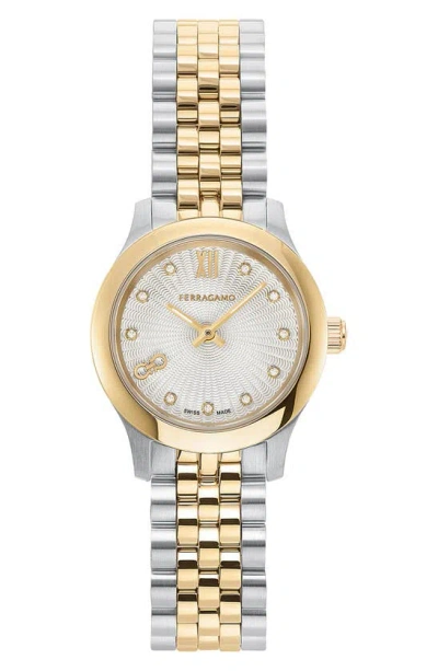 FERRAGAMO FERRAGAMO DUO MINI DIAMOND BRACELET WATCH, 25MM