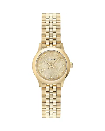 Ferragamo Duo Mini Diamond Watch, 25mm In Gold