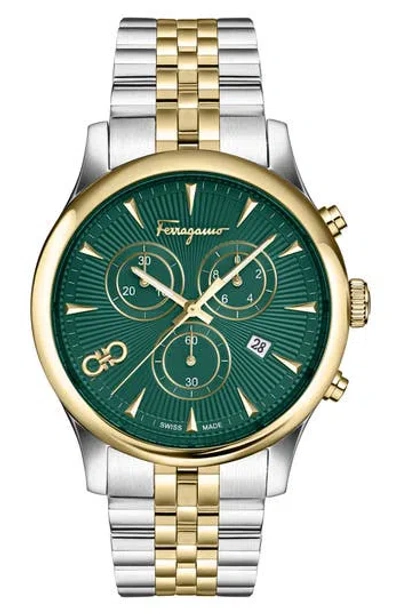 FERRAGAMO FERRAGAMO DUO TWO-TONE CHRONOGRAPH BRACELET WATCH, 42MM