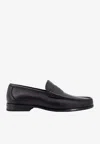 Ferragamo Black Loafer With Logo In Leather Man In Black