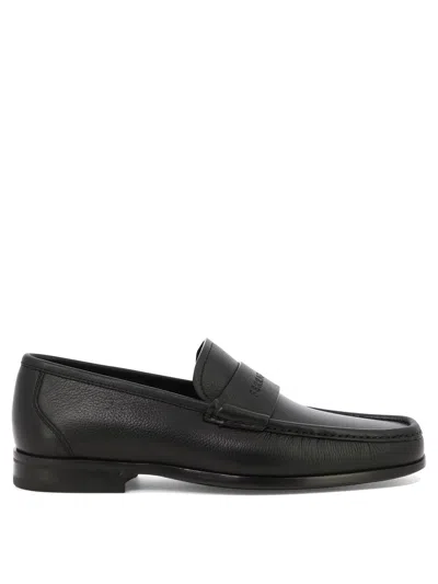 Ferragamo Black Loafer With Logo In Leather Man