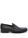Ferragamo Black Loafer With Logo In Leather Man In Blue