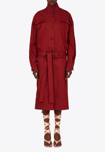 Ferragamo Duster Convertible Coat In Red