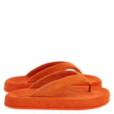 Ferragamo Dylan Suede Platform Sandals In Orange