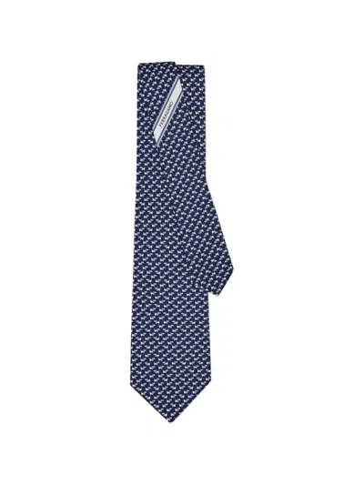 Ferragamo Dylan-print Silk Tie In Blue