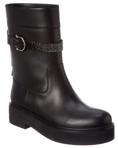 Ferragamo Ean Crystal Embellished Booties In Black