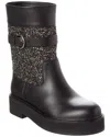 Ferragamo Ean Leather & Glitter Boot In Black