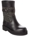 Ferragamo Ean Leather & Glitter Boot In Black