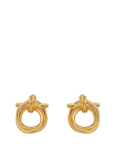 Ferragamo Gancini Twisted Hoop Earrings In Gold