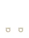 Ferragamo Gancini Earrings Gold-tone Finish Pearl Embellishments In Gold