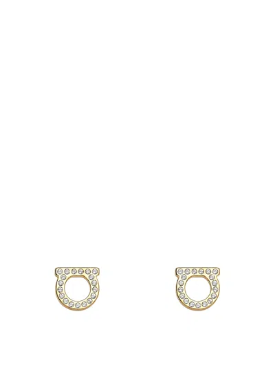 Ferragamo Gancini Earrings Gold-tone Finish Pearl Embellishments