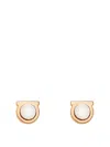 Ferragamo Gold Gancini Pearl Earrings In Gold