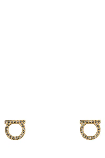 Ferragamo Gancini Embellished Earrings In Yellow