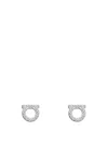 Ferragamo Crystal Stud Earrings Embellished Stones In Silver