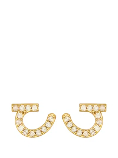 Ferragamo Earrings With Crystals In Gold