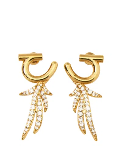Ferragamo Earrings With Crystals In Gold