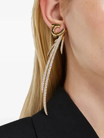 Ferragamo Earrings With Crystals In Gold