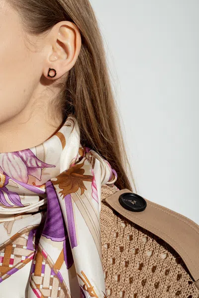 Ferragamo Earrings With Logo In Brown