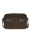 Ferragamo East-west Gancini-buckle Leather Messenger Bag In Brown