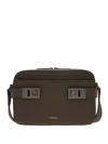Ferragamo East-west Gancini-buckle Leather Messenger Bag In Brown