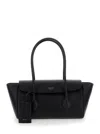 Ferragamo East-west S Black Handbag With Logo Detail In Hammered Leather Woman In Nero