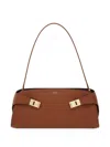 Ferragamo Hug East-west Small Leather Shoulder Bag In Brown