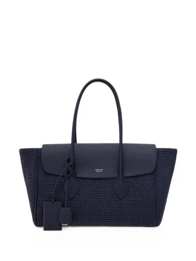Ferragamo East-west Tote Bag (l) In Blue