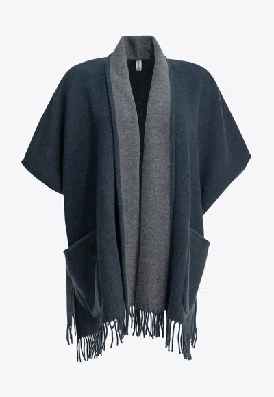 Ferragamo Shawl-style Coat In Blue
