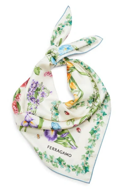 Ferragamo Eden Print Silk Scarf In Neutral