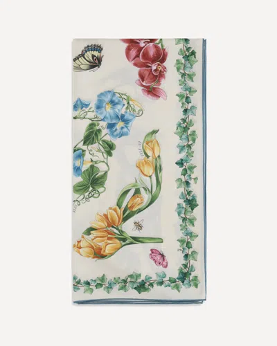 Ferragamo Eden Print Silk Scarf In White