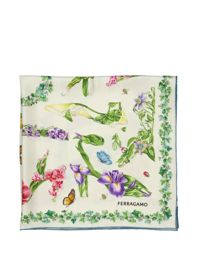 Ferragamo Eden Shoes-print Silk Mini Bandeau Scarf In Multi