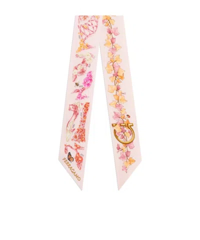 Ferragamo Eden Shoes-print Silk Mini Bandeau In Multi