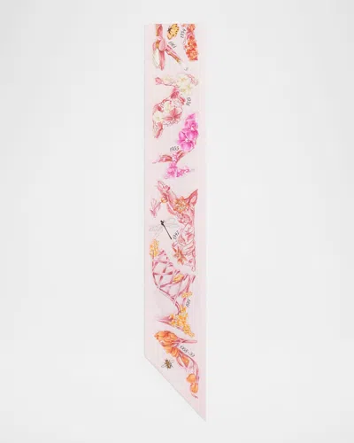 Ferragamo Eden Shoes Print Silk Mini Bandeau Scarf In Pink