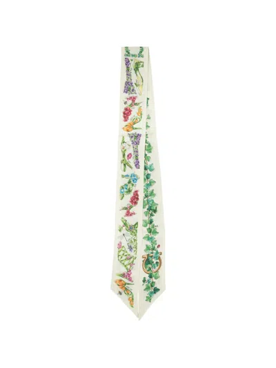 Ferragamo Eden Shoes Print Silk Mini Neckerchief In Green