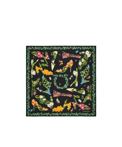 Ferragamo Eden Shoes Print Silk Foulard In Multi