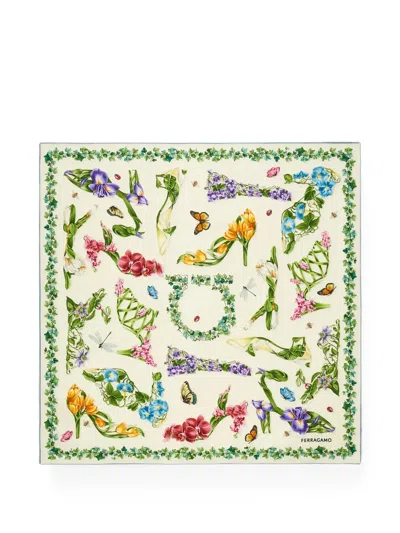 Ferragamo Eden Shoes-print Scarf In Multi